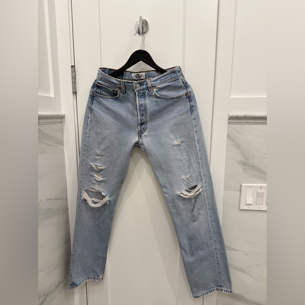 Vintage Levi 501 Distressed Light Blue Jeans